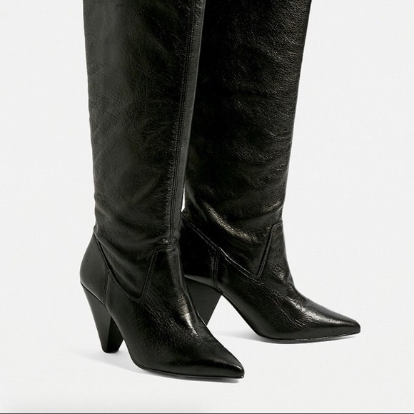 Black slouchy real leather boots. Make an Offer! - Picture 2 of 12